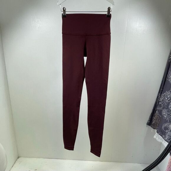 Lululemon Wunder Under Burgundy Full Length Leggings Size 4 - Picture 2 of 5